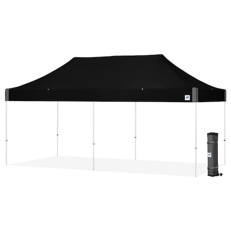 E-Z Up Vantage Shelter, 10' W x 20' L, White Steel Frame, Black Top VG3WH20BK